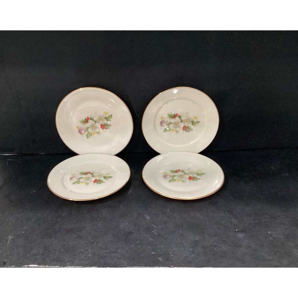 Lenox Holly & Floral Bread & Butter 6.5" Plates Special Collection Set of 4